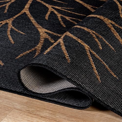 Washable Indoor Outdoor Rug 8x10 Modern Area Rugs Branch Pattern Non Shedding Waterproof Easy Clean Patio Deck Porch Living Room Bedroom Garden RV (80 Sq Ft)