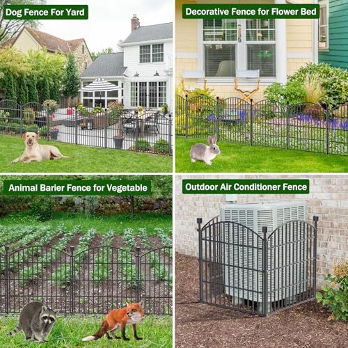 10 Panel No Dig Decorative Garden Fence 24" H x 20'L Outdoor Dog Barrier (40 Sq Ft)