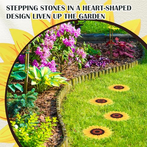 3 Pcs Sunflower Stepping Stones for Garden 12 Inch Decorative Stepping Stones Outdoor Heavy Duty Walkway Iron Pavers for Garden Decor Indoor Outdoor Patio Yard