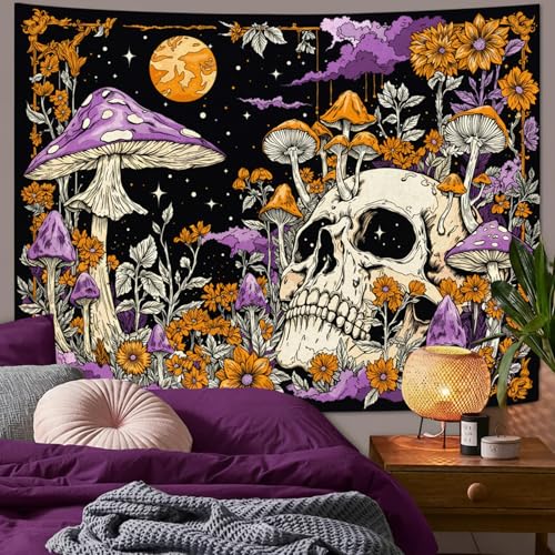 Skull Mushroom Tapestry