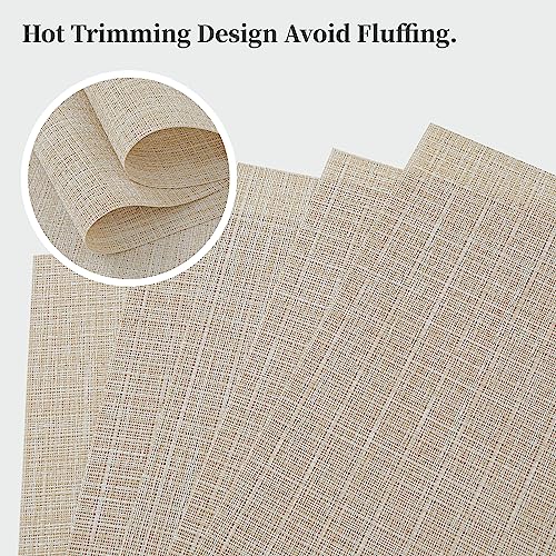 Woven Vinyl Beige Placemats Set of 24 (19.2 Count)