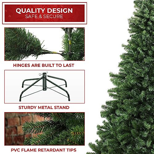 6FT Realistic Green Spruce Unlit Artificial Holiday Christmas Tree with Sturdy Metal Stand
