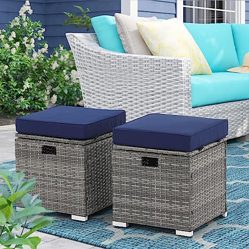 2 Piece Outdoor Patio Ottoman with Storage
