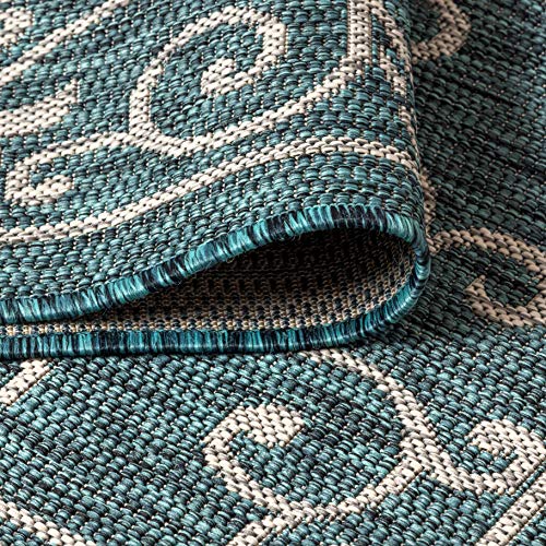 Vintage Filigree Indoor Outdoor Area Rug 3X5 Teal