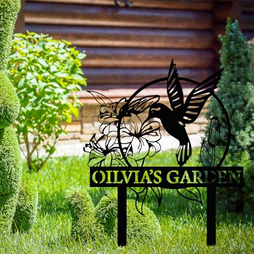 Custom Hummingbird Metal Garden Sign with Stakes
