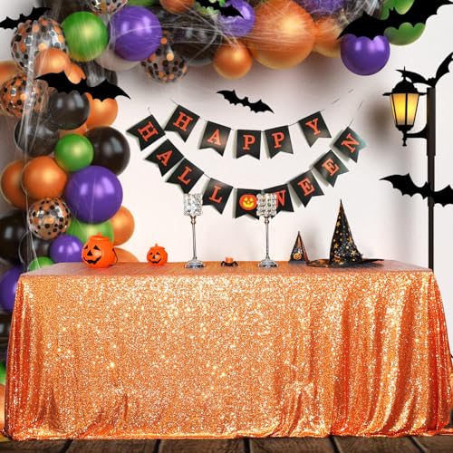 Sequin Tablecloth 60x102 Inch Orange Halloween Thanksgiving Party
