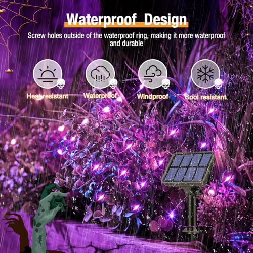 2 Pack Solar Halloween String Lights Outdoor Purple