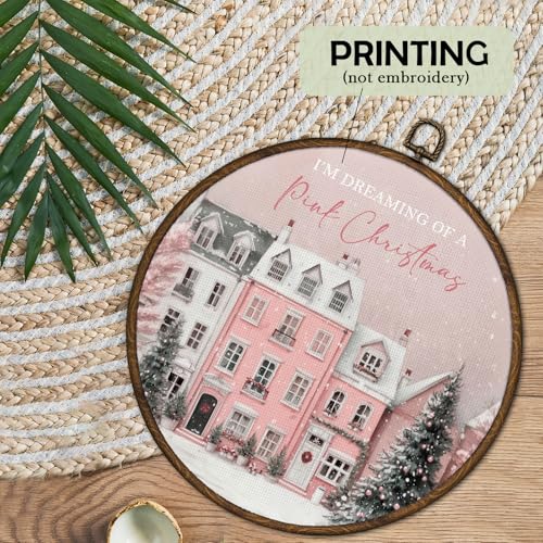 Vintage Pink Christmas Wall Art Framed