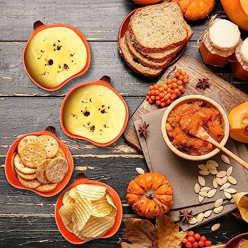 12 Pieces Pumpkin Ramekins Fall Ramekins Ceramic Bowls Pumpkin Bowl 6 oz Oven Safe Ramekin for Thanksgiving Bowl Dip (12 Count)
