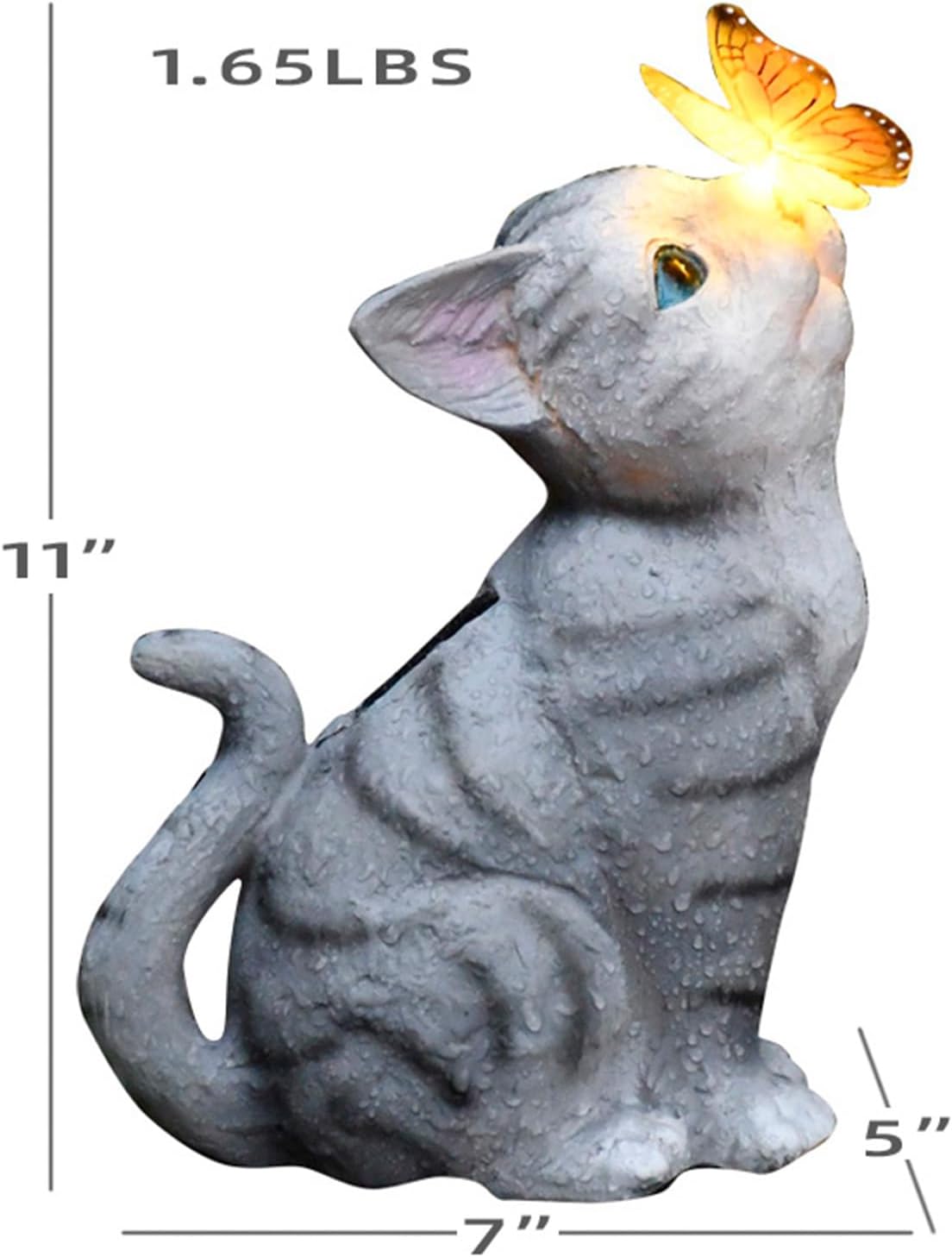 Cat Garden Figurines Outdoor Decor Solar Statue with LED Lights for Patio Lawn Yard Art Decoration Housewarming Garden Gift - HavenBliss Decor