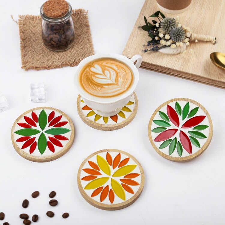 Red Leaf Mosaic Tiles for Crafts