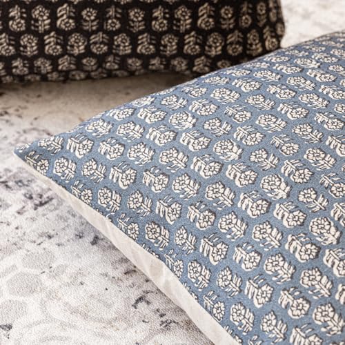 Decorative Floral Print Throw Pillow Covers 22×22 Dusty Blue (2 Count)
