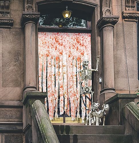 4pcs Halloween Door Curtain Decoration with Bloody Hand Prints