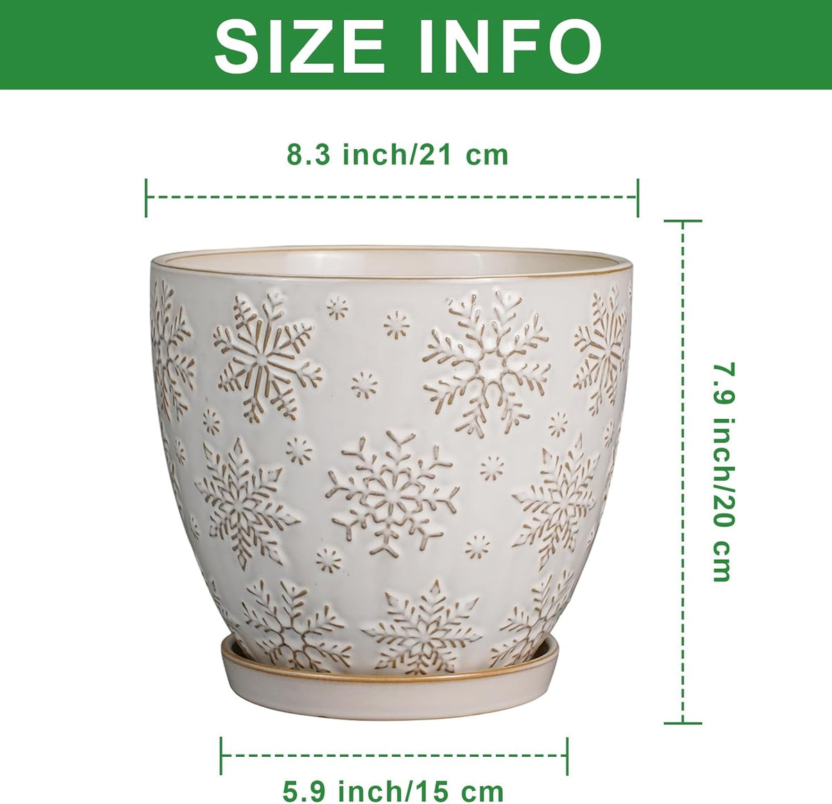 Ceramic Planter 8 Inch Plant Pot with Drainage Hole and Saucer Ceramic Pots for Indoor Plants Outdoor Large Flower Pot for Home Decor White - HavenBliss Decor
