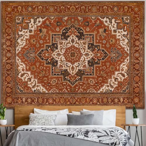 Vintage Floral Tapestry Wall Hanging Hippie Indian Bohemian Mandala Tapestry Aesthetic Retro Carpet Brown Large Tapestries for Mural Bedroom Living Room Dorm Decor 80 x 60 Inch