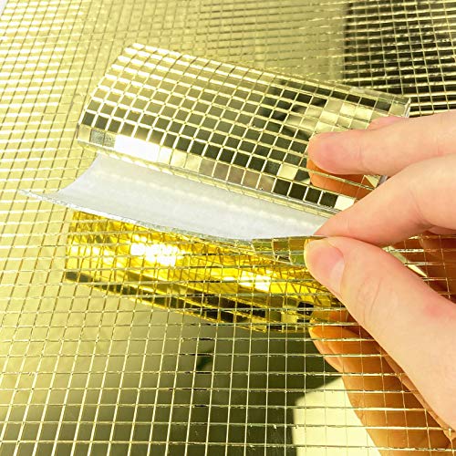 Real Glass Silver Mirrors Mosaic Tiles Sticker for Craft Square Glass Tiles Self Adhesive (2400 Count)