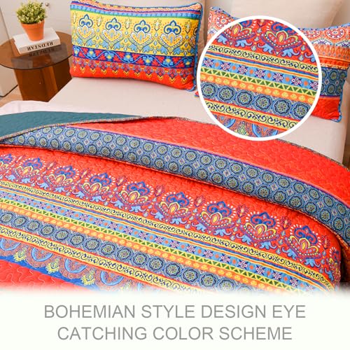 Reversible Boho Quilts Queen Size Blue