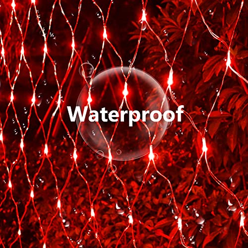 Solar Net Lights Outdoor Mesh Lights Red