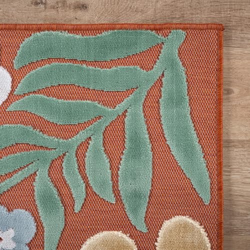 Outdoor Rug 8x10 Modern Floral Tropical Area Rugs for Outdoor and Indoor Patio Easy to Clean Non Shedding Living Room Porch Garden Washable Outside Carpet (80 Sq Ft)
