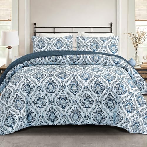 Reversible Boho Quilts Queen Size Blue