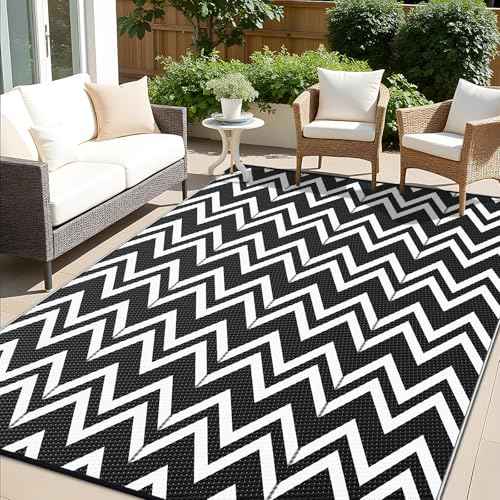 Outdoor Rug 6x9 ft Waterproof Reversible Chevron Mat
