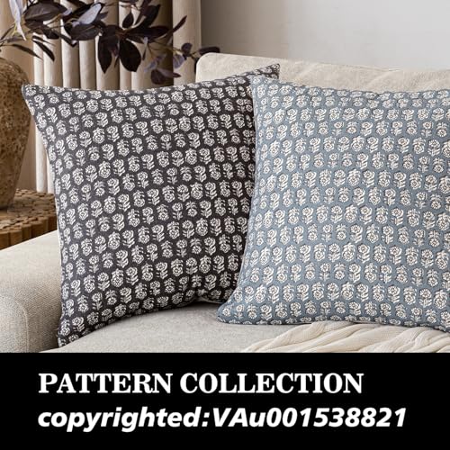 Decorative Floral Print Throw Pillow Covers 22×22 Inch (2 Count)