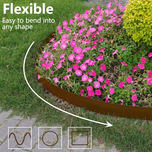 Landscape Edging 4 Inch Tall 60FT with 75Pcs Metal Spikes