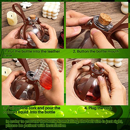 2 Pcs Halloween Glass Potion Bottles with Belt Cork Renaissance Witch Costume Accessories Witch Props Potion Bottle for Halloween Party Decor Cosplay DIY Crafts Gift (2 Count)