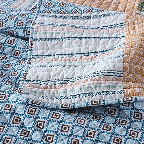 Cotton Bedspread Bohemian Blue Bedding Quilt