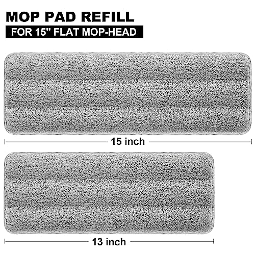 Reusable Microfiber Mop Pads for 15" Flat Mop (4 Count)