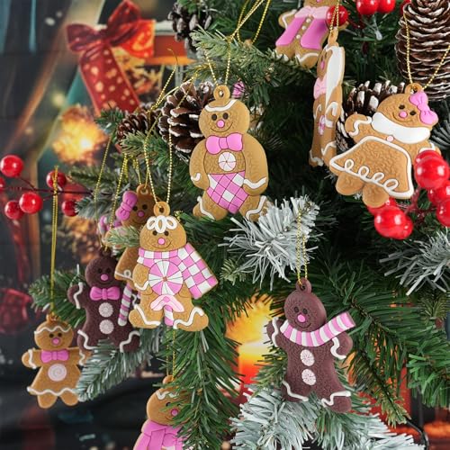 Gingerbread Man Ornaments Christmas Tree Decorations (12 Count)