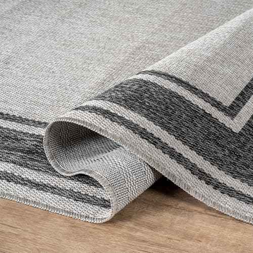 Large Outdoor Rug 9x12 Modern Bordered Area Rugs for Indoor and Outdoor Patio Deck Porch Garden Waterproof Weather Sun Resistant Washable Outside Carpet (108 Sq Ft)