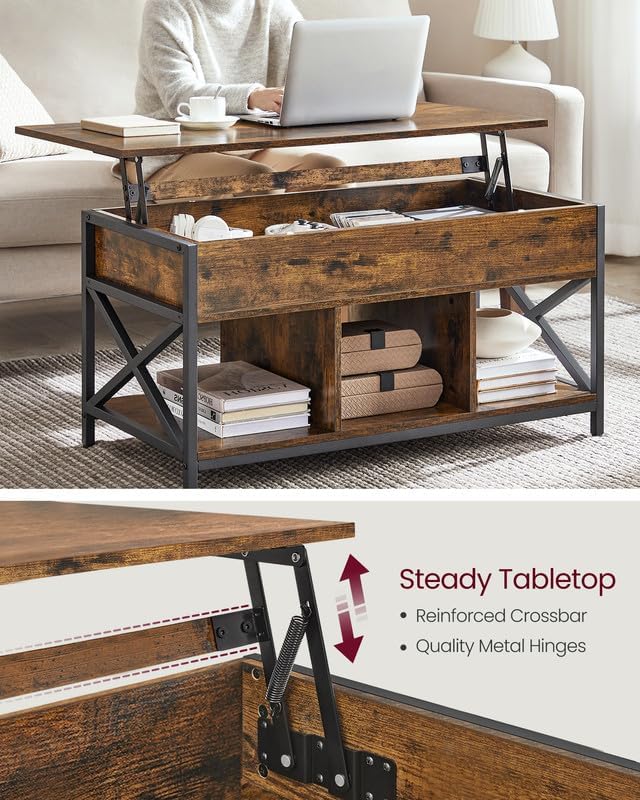Lift Top Coffee Table with Storage Shelf