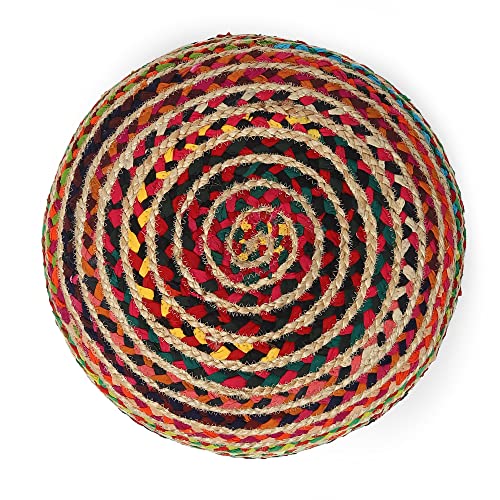 Braided Jute Cotton Pouf