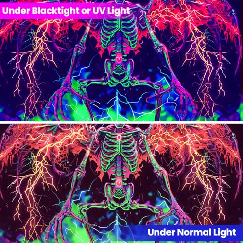 Blacklight Halloween Tapestry Horror Moon Night Scary Cemetery Pumpkin Lantern Halloween Tapestry Wall Hanging Skull Horror Poster Banners for Bedroom Livingroom