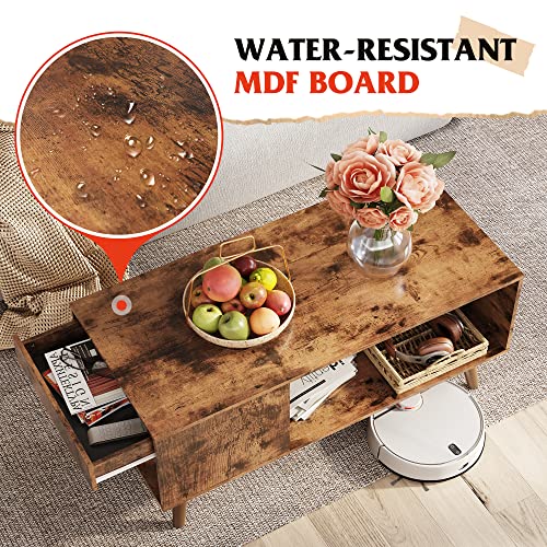 Coffee Table with Side Drawer Storage