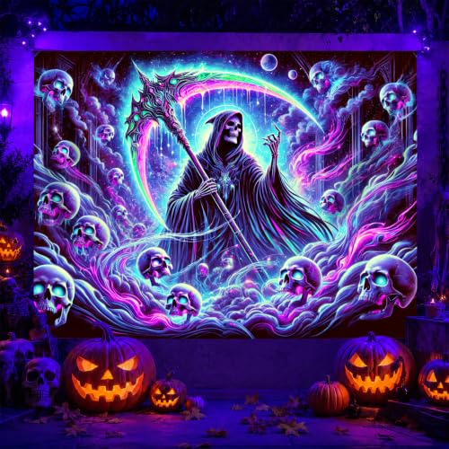 Blacklight Gothic Tapestry Neon Decor 78 x 59 Inch Uv Reactive