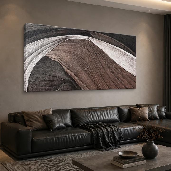 Canvas Art Wall Decor Brown Abstract Wall Art For Living Room Modern Canvas Prints Pictures Black And White Wall Art For Hotel Home Wall Decor 24x48 Inch