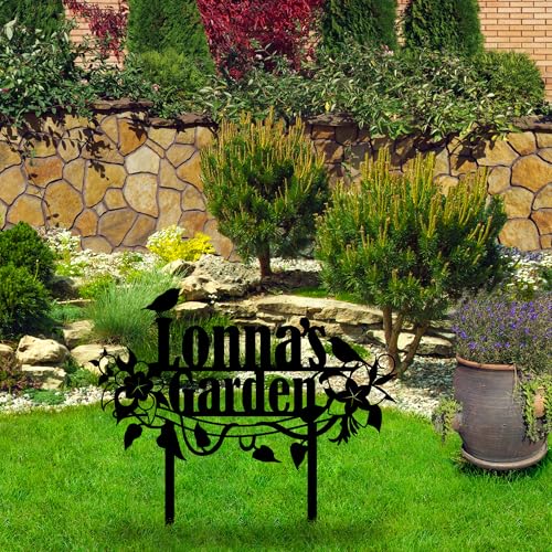 Personalized Flower and Bird Metal Garden Stake