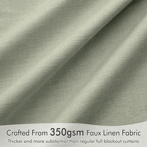 100% Blackout Back Tab Pleat Linen Curtains 50" Wx108 L (2 Count)