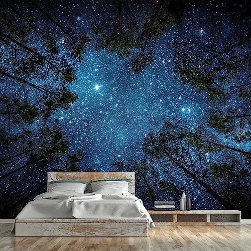 Forest Night Starry Sky Mural Wallpaper for Living Room Ceiling