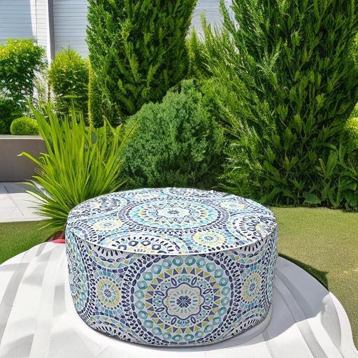 Indoor Outdoor Inflatable Ottoman with Handle D21 x H9 Inch