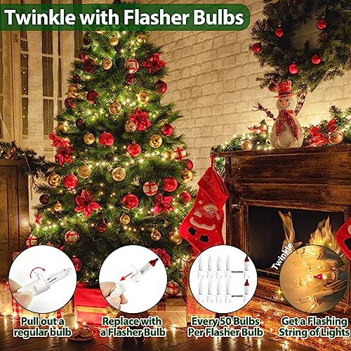 Clear Christmas Lights 50FT 200 Incandescent Bulbs Warm White Mini Lights with White Wire for Christmas Tree