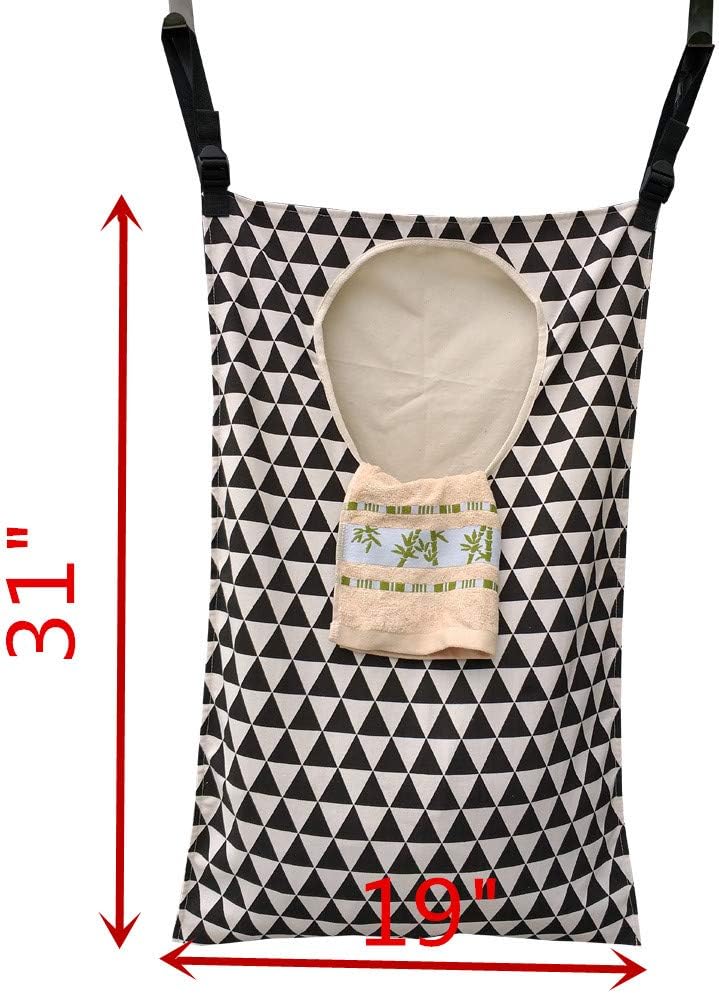 Adjustable Space Saving Door Hanging Laundry Hamper Bag with Stainless Steel Hooks - HavenBliss Decor