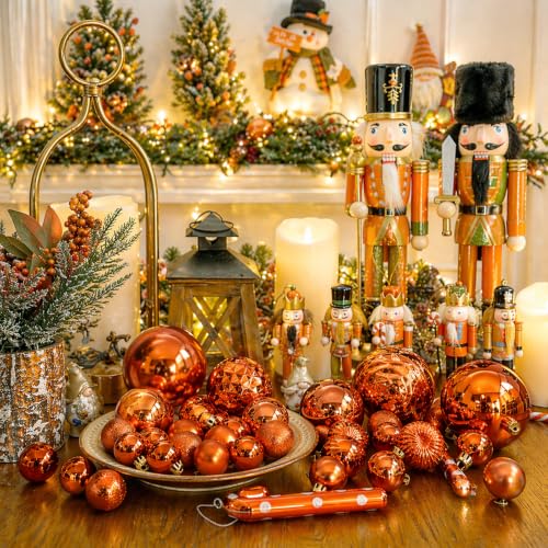 24ct Christmas Ball Ornaments Set Yellow Shatterproof Xmas Tree Hanging Decorations Perfect for Fall Thanksgiving Holiday Decor (24 Count)