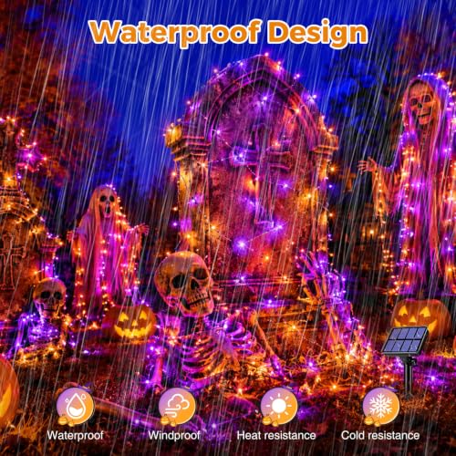 Orange Purple Solar Halloween String Lights Outdoor 2 Pack (2 Count)