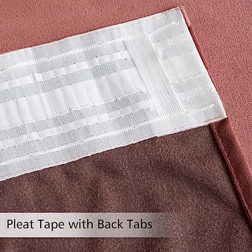 Dusty Rose Pink Velvet Pinch Pleat Blackout Curtains 52" W x 108" L