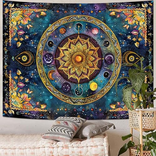 Mandala Solar System Tapestry Boho Tapestry for Bedroom Galaxy Tapestries Wall Hanging Living Room Wall Art and Home Decor 44x60