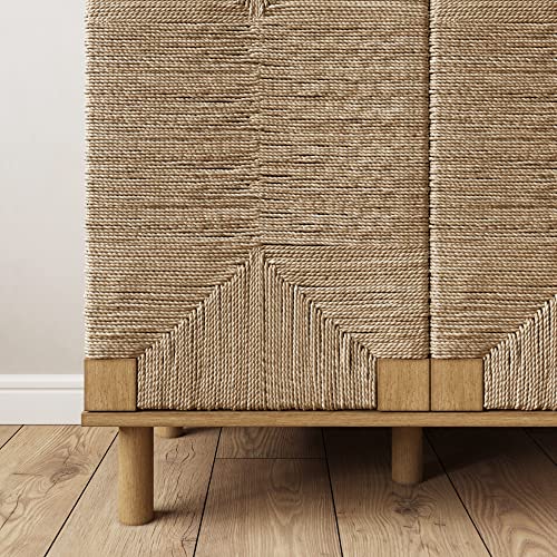 Beacon Accent Natural Sideboard Storage Cabinet TV Stand in Light Wood with Adjustable Interior Shelf and Seagrass Doors