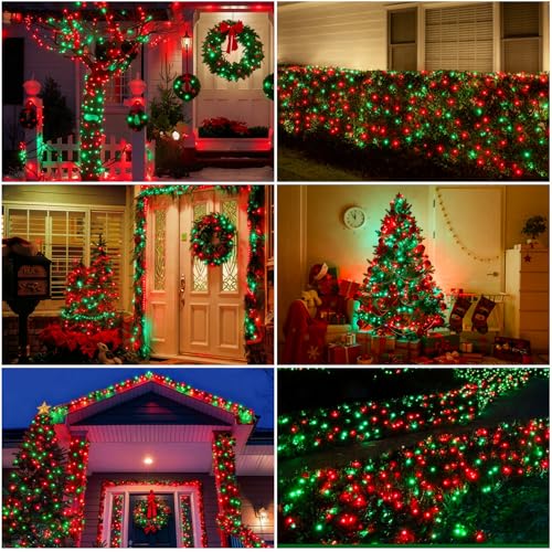 Christmas Lights 50FT 200 Count Incandescent Bulbs Red and Green Mini Lights with Green Wire for Christmas Tree